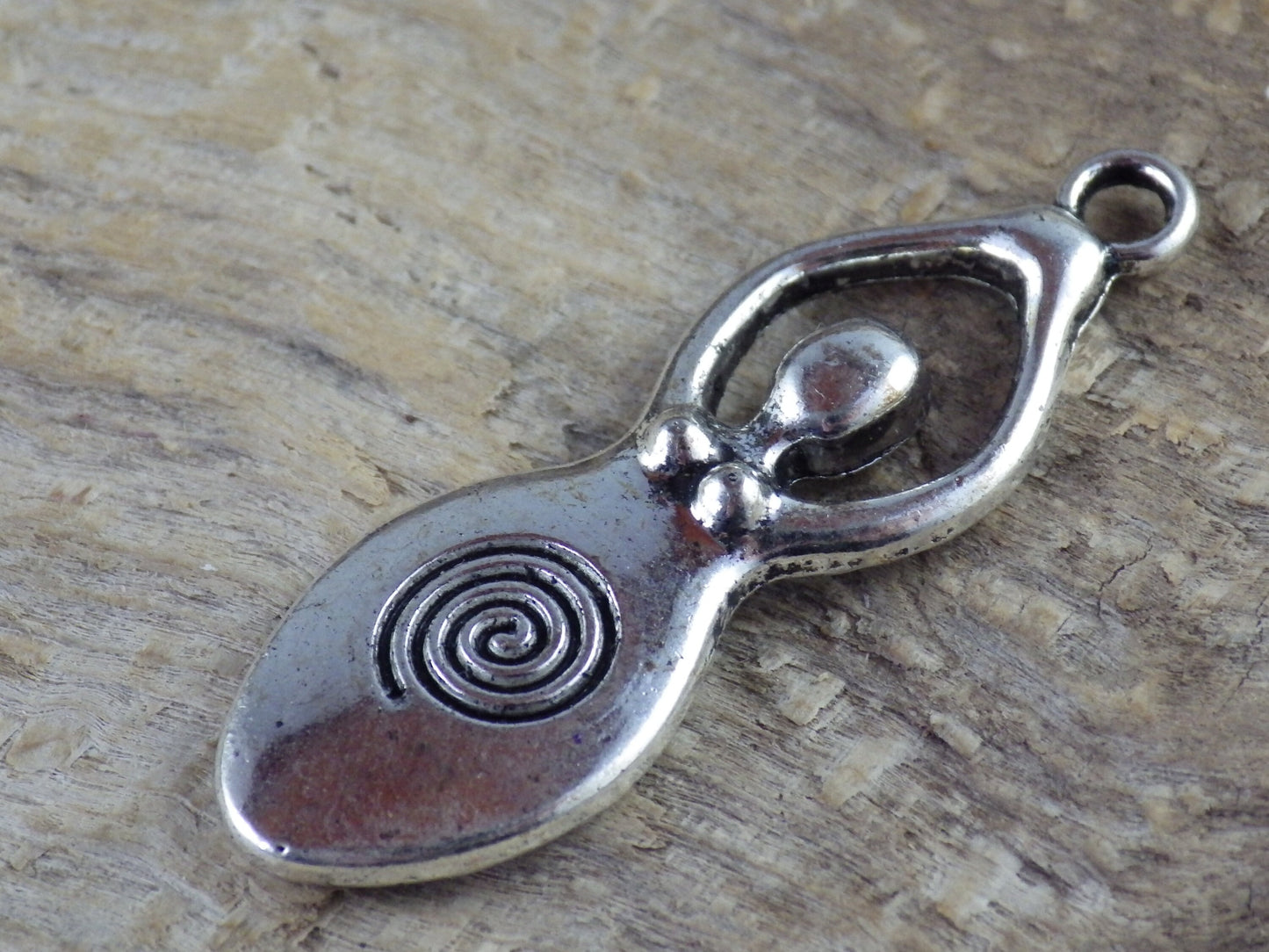 Pagan Goddess Charms Pendants, 40x13mm Silver Wiccan Charms, Fertility Spiral Goddess, Celtic Gothic Druid, Jewelry Making Supplies UK