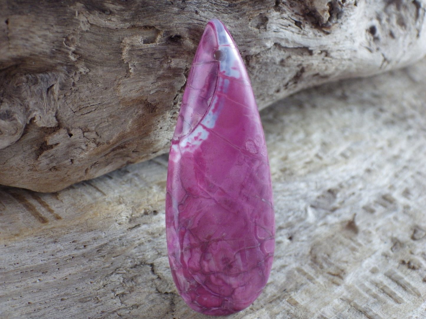 Pink Agate Teardrop Pendant 49x19mm, Semi Precious Gemstone, Statement Pendant, Loose Stone, UK Jewelry Making Supplies, A1