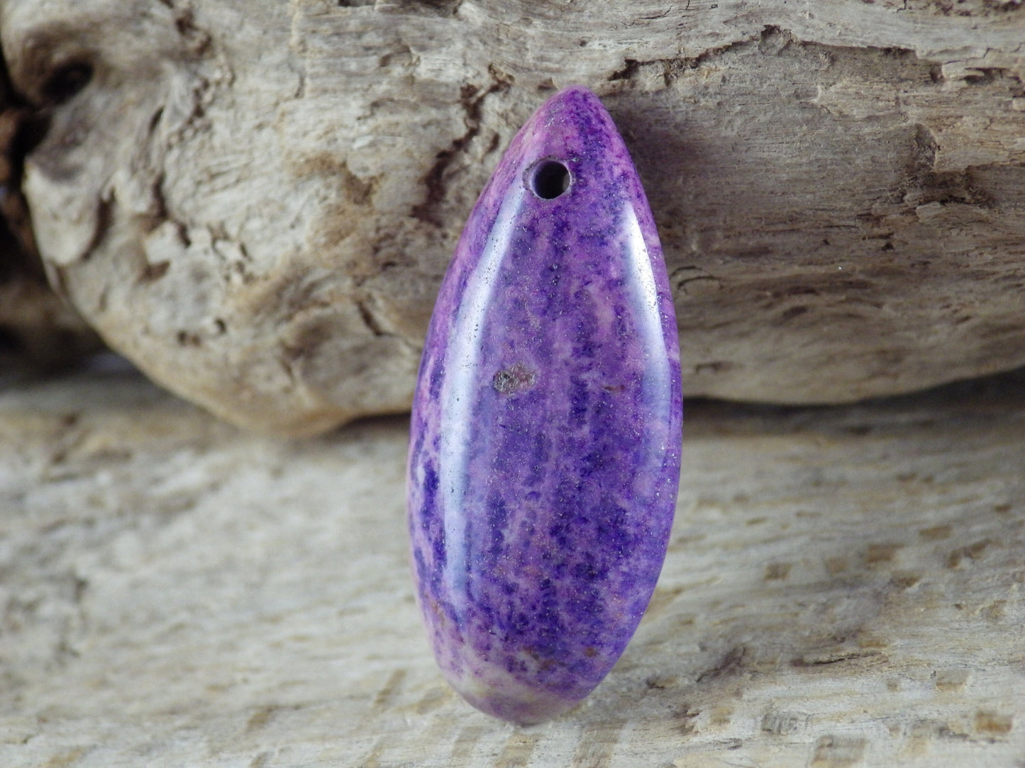 Lilac Purple Fossil Coral Jasper Pendant 35x16mm, Teardrop Semi Precious Gemstone, Loose Designers Stone, UK Jewelry Making Supplies 03