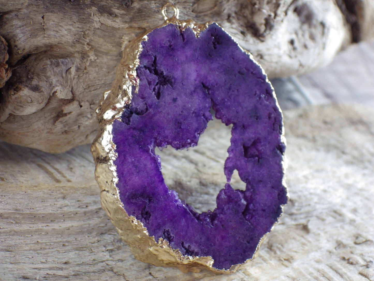 Purple Druzy Quartz Geode Slice, Semi Precious Gemstone Pendant, 53x45mm Designer's Loose Stone, Focal Bead, Jewelry Making Supplies, UK T1