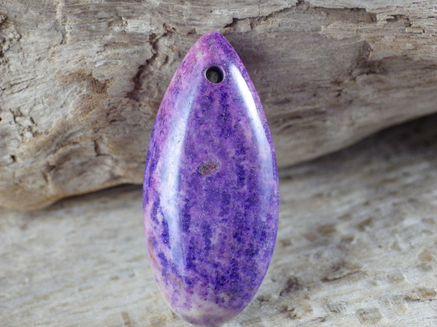 Lilac Purple Fossil Coral Jasper Pendant 35x16mm, Teardrop Semi Precious Gemstone, Loose Designers Stone, UK Jewelry Making Supplies 03