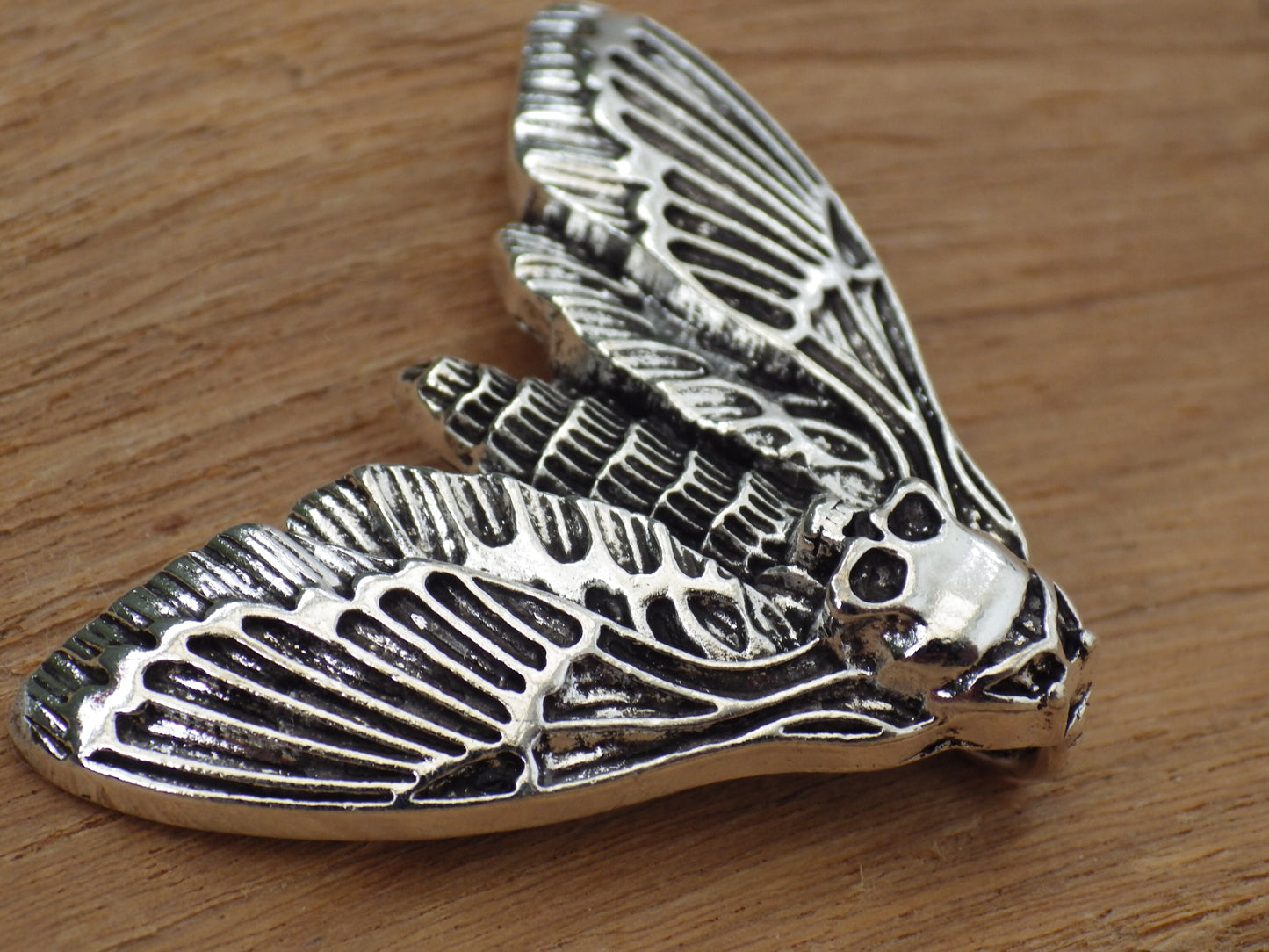 Death Head Moth Charm Pendant 42x32mm, Silver Gothic Pagan Halloween Necklace Pendant, Concealed Bail, Jewelry Making, Craft Supplies, UK