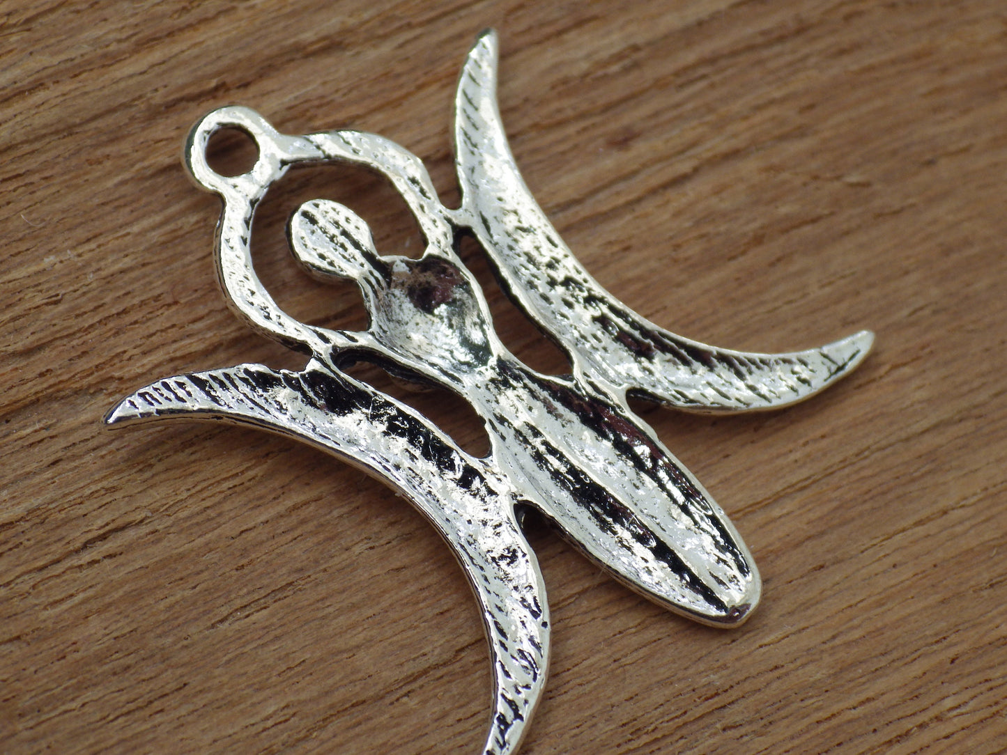 Triple Moon Goddess Charms Pendants, 28x24mm Silver Wiccan Pagan Bracelet Earring Charms, Celtic Spiral Goddess, Jewelry Making Supplies UK