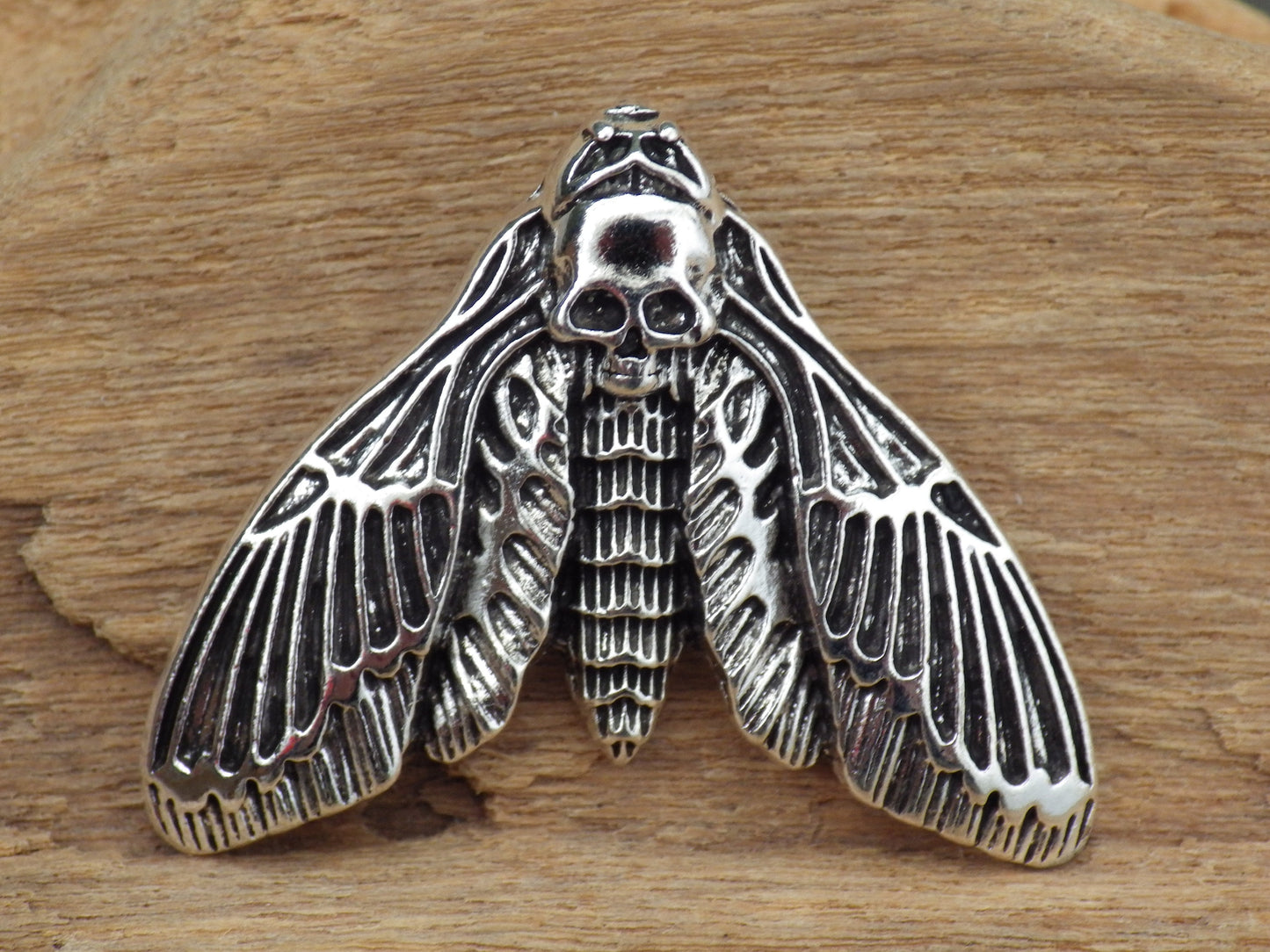 Death Head Moth Charm Pendant 42x32mm, Silver Gothic Pagan Halloween Necklace Pendant, Concealed Bail, Jewelry Making, Craft Supplies, UK