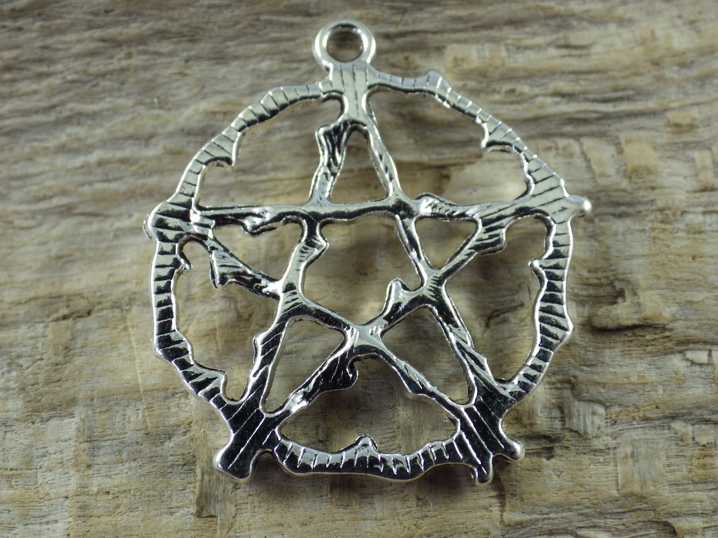 Large Silver Pagan Pentagram Pendant 29x26mm, Wiccan Witchy Pentacle Charm, Jewelry Making Supplies, UK Craft Supplies