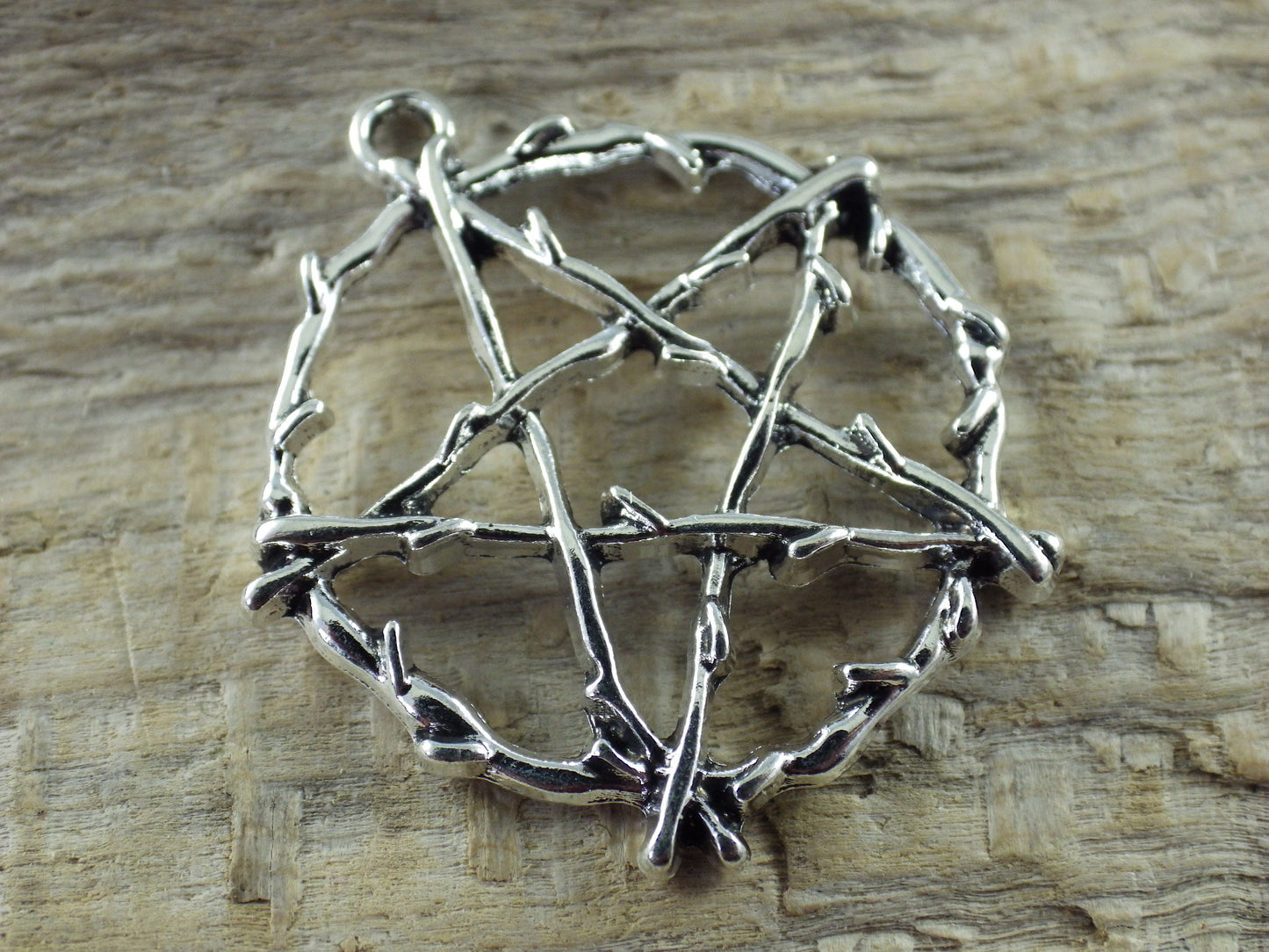 Large Silver Pagan Pentagram Pendant 29x26mm, Wiccan Witchy Pentacle Charm, Jewelry Making Supplies, UK Craft Supplies