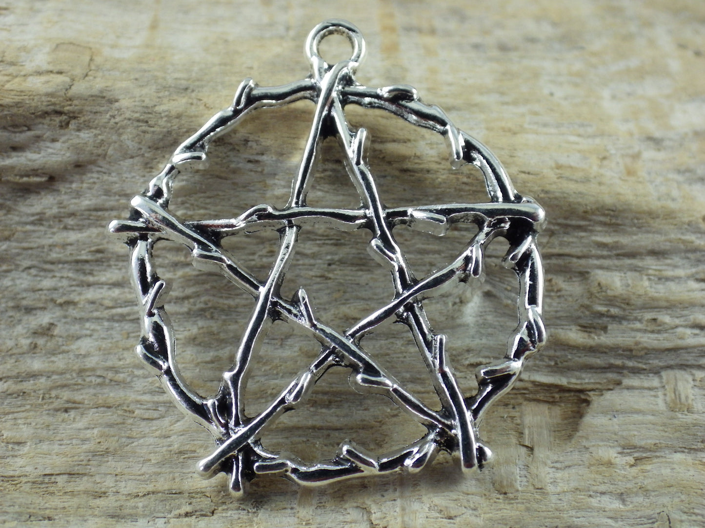 Large Silver Pagan Pentagram Pendant 29x26mm, Wiccan Witchy Pentacle Charm, Jewelry Making Supplies, UK Craft Supplies