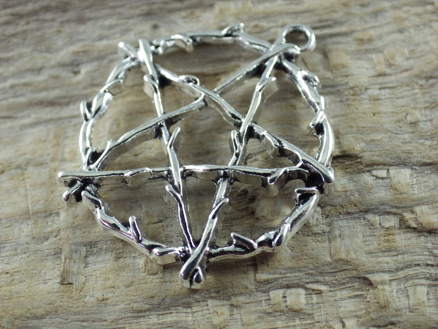 Large Silver Pagan Pentagram Pendant 29x26mm, Wiccan Witchy Pentacle Charm, Jewelry Making Supplies, UK Craft Supplies