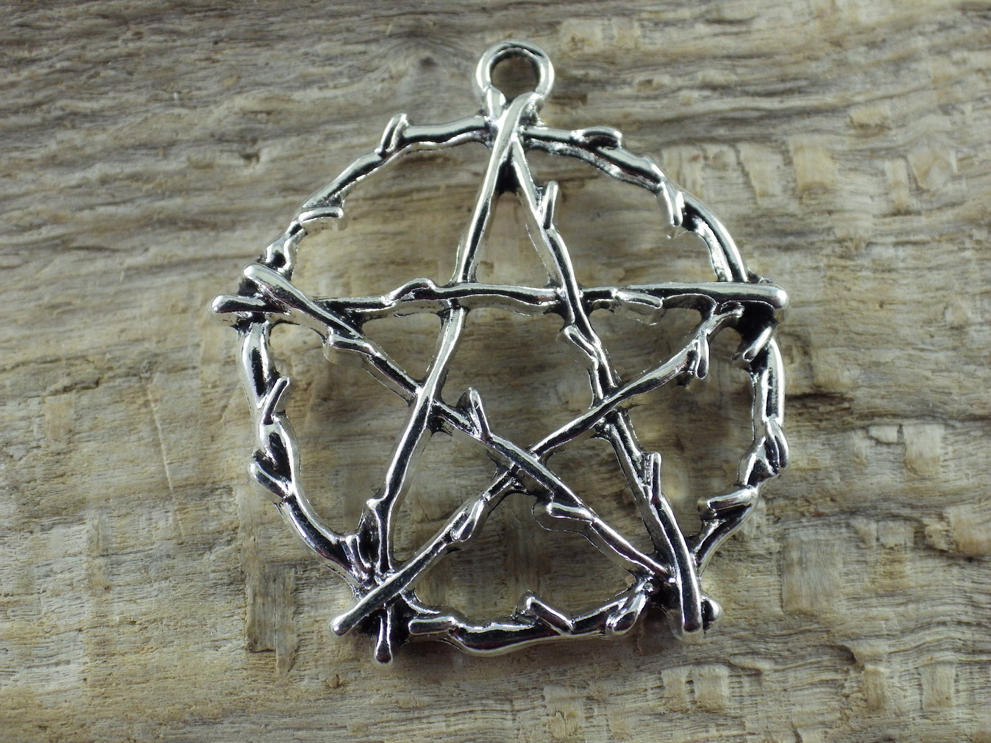 Large Silver Pagan Pentagram Pendant 29x26mm, Wiccan Witchy Pentacle Charm, Jewelry Making Supplies, UK Craft Supplies