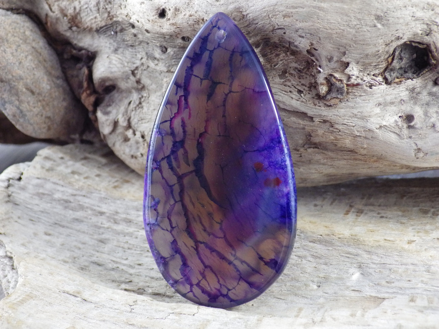 Purple Dragon's Vein Agate Druzy Geode Pendant, 62x35mm, Top Drilled Teardrop, Semi Precious Gemstone, Jewellery Making Supplies L5