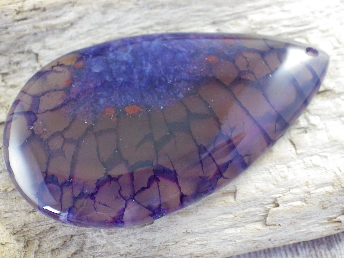 Purple Dragon's Vein Agate Druzy Geode Pendant, 62x35mm, Top Drilled Teardrop, Semi Precious Gemstone, Jewellery Making Supplies L5