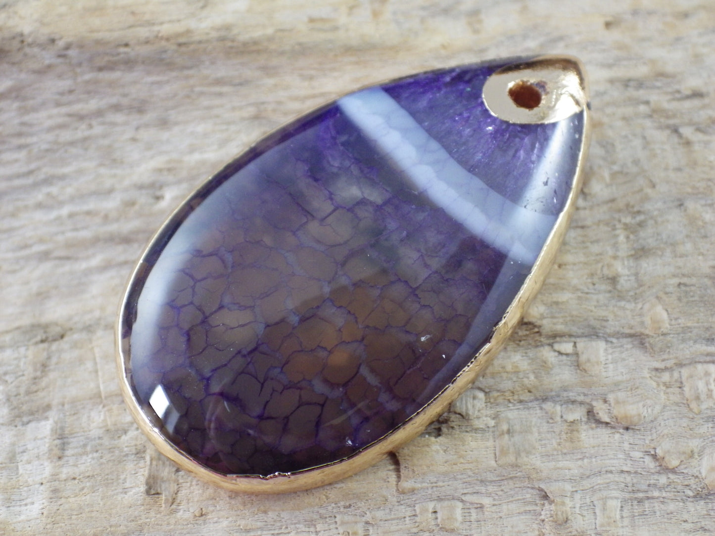 Dragons Vein Fire Agate Teardrop Pendant, 41x23mm Semi Precious Gemstone, Flat Backed Top Drilled Stone, Jewelry Making Supplies, UK H5