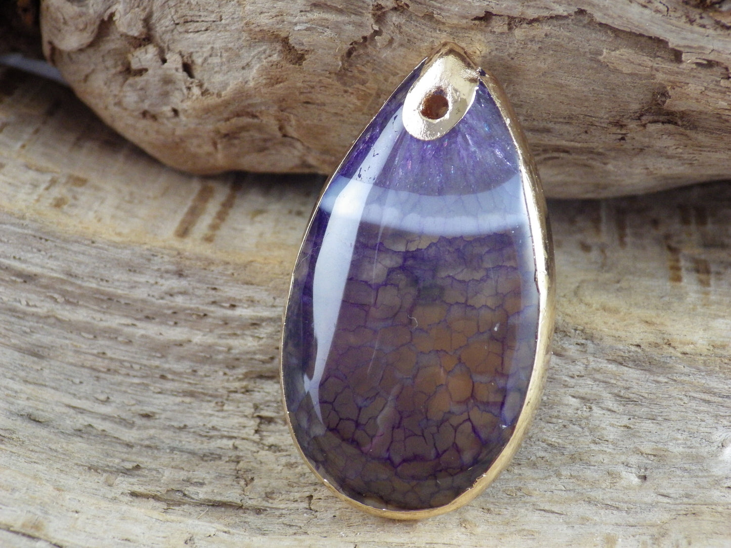 Dragons Vein Fire Agate Teardrop Pendant, 41x23mm Semi Precious Gemstone, Flat Backed Top Drilled Stone, Jewelry Making Supplies, UK H5