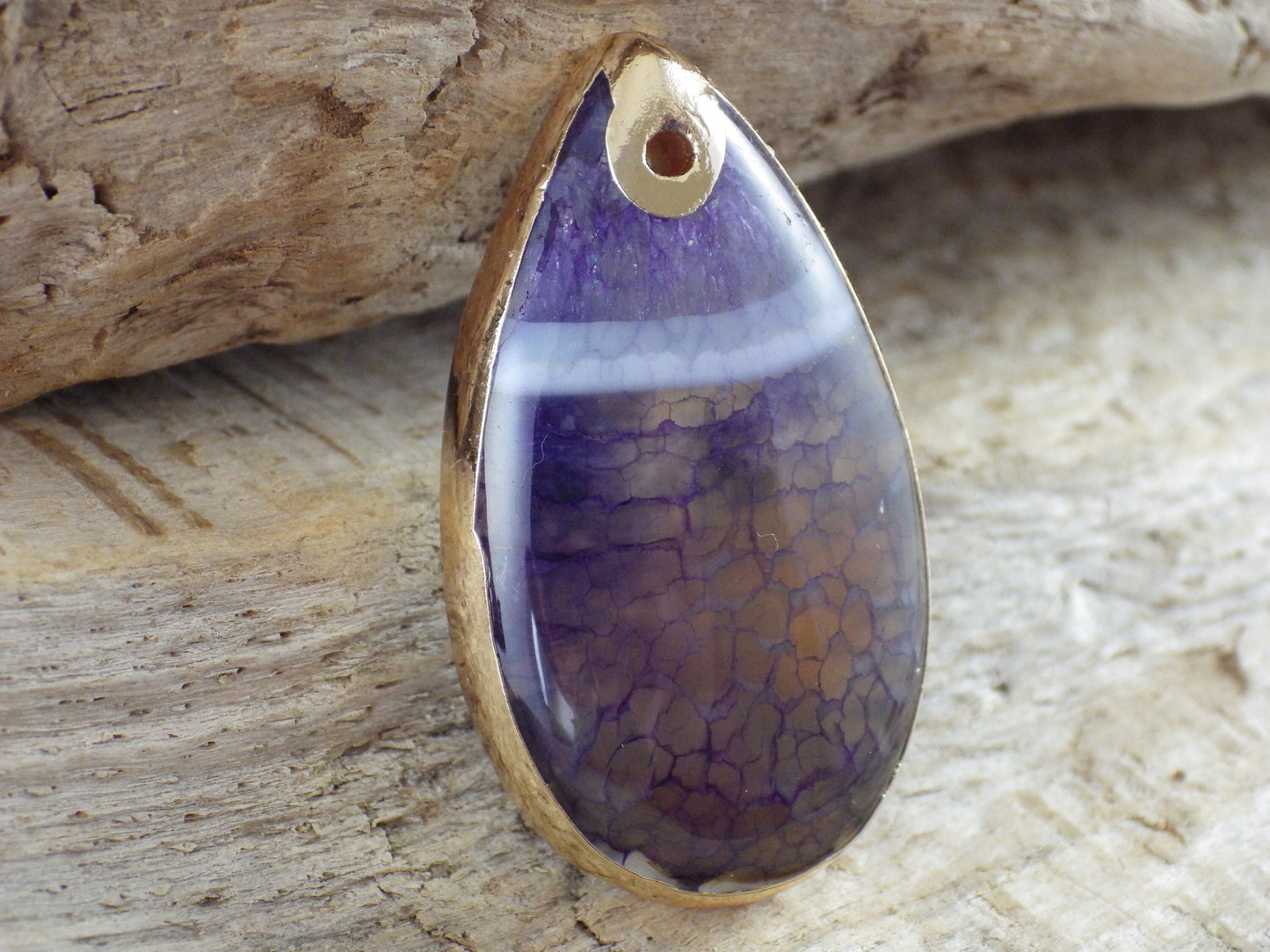 Dragons Vein Fire Agate Teardrop Pendant, 41x23mm Semi Precious Gemstone, Flat Backed Top Drilled Stone, Jewelry Making Supplies, UK H5