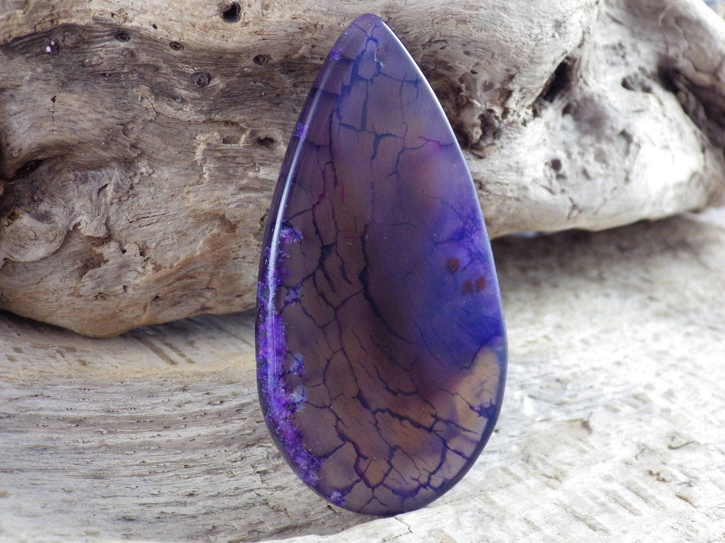 Purple Dragon's Vein Agate Druzy Geode Pendant, 62x35mm, Top Drilled Teardrop, Semi Precious Gemstone, Jewellery Making Supplies L5