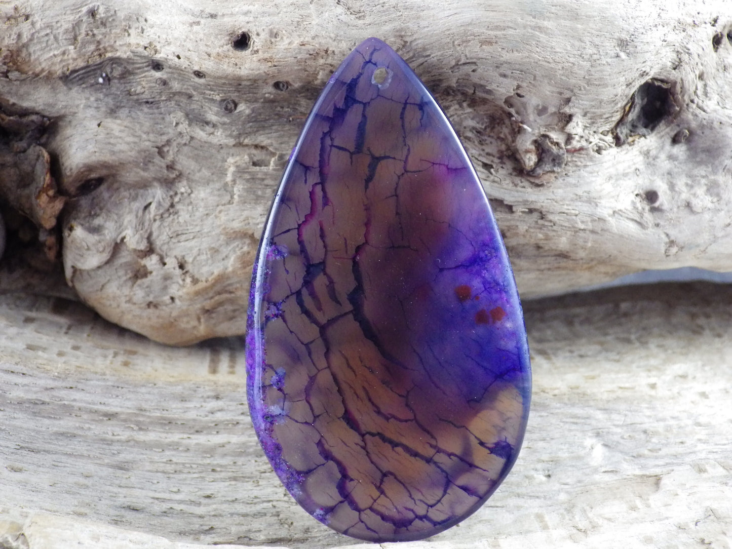 Purple Dragon's Vein Agate Druzy Geode Pendant, 62x35mm, Top Drilled Teardrop, Semi Precious Gemstone, Jewellery Making Supplies L5