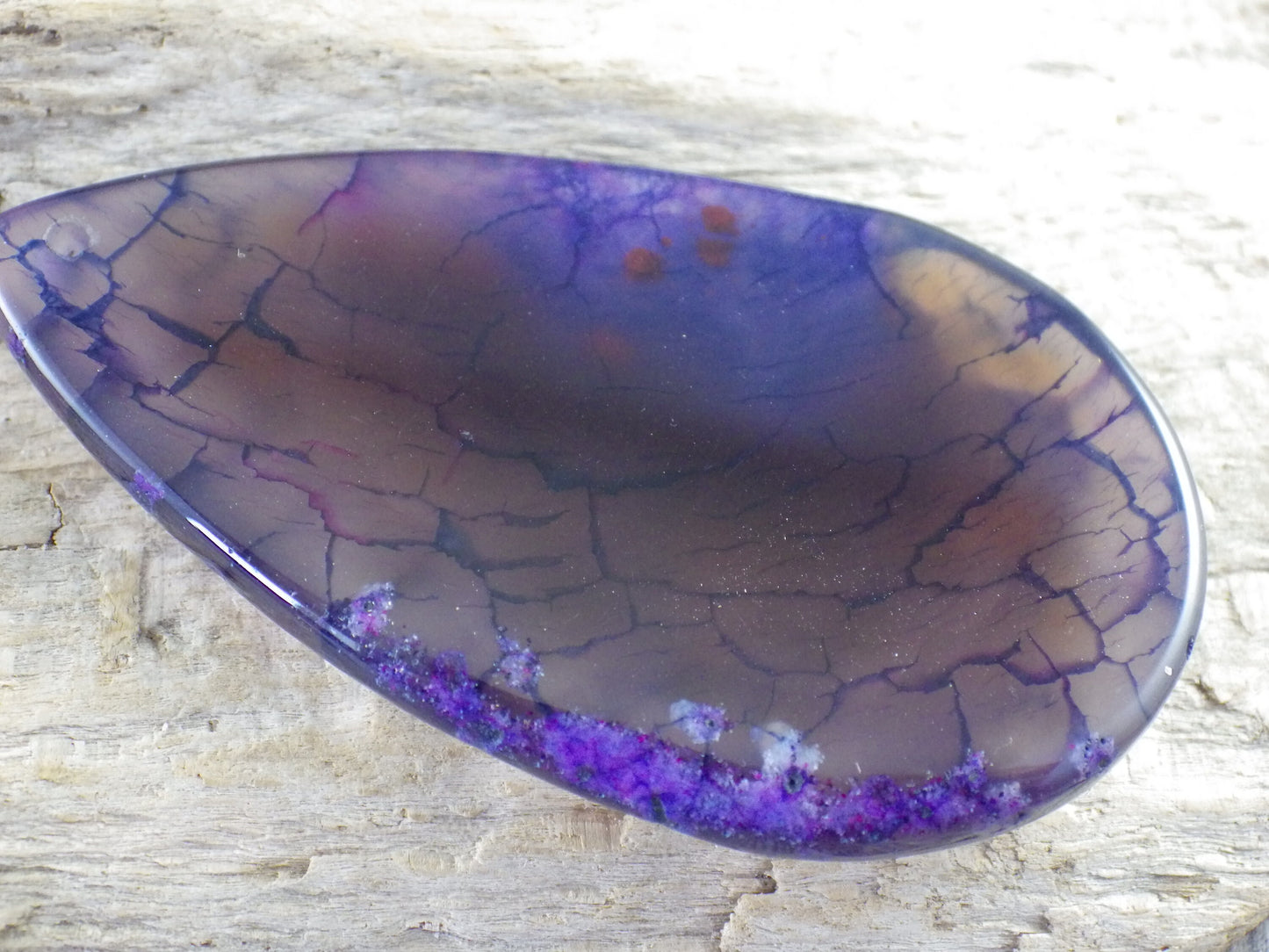 Purple Dragon's Vein Agate Druzy Geode Pendant, 62x35mm, Top Drilled Teardrop, Semi Precious Gemstone, Jewellery Making Supplies L5