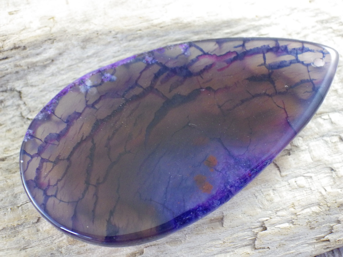 Purple Dragon's Vein Agate Druzy Geode Pendant, 62x35mm, Top Drilled Teardrop, Semi Precious Gemstone, Jewellery Making Supplies L5