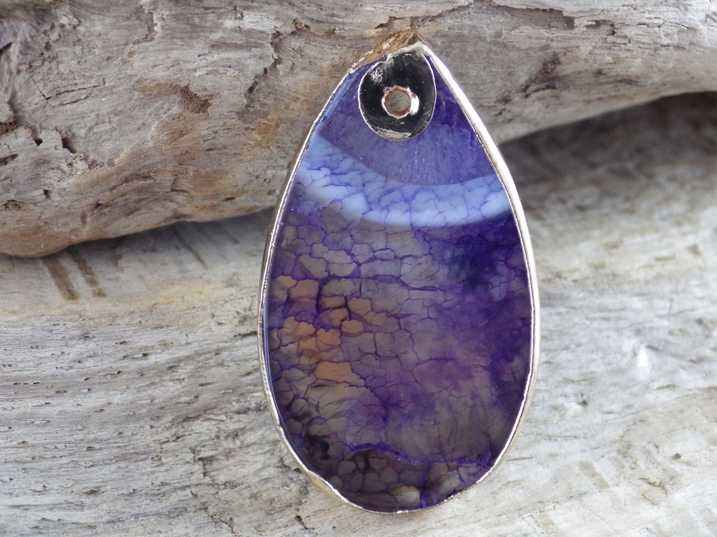 Dragons Vein Fire Agate Teardrop Pendant, 41x23mm Semi Precious Gemstone, Flat Backed Top Drilled Stone, Jewelry Making Supplies, UK H5