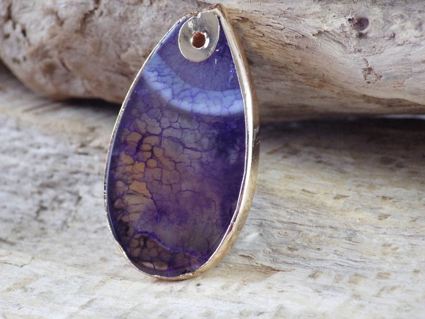 Dragons Vein Fire Agate Teardrop Pendant, 41x23mm Semi Precious Gemstone, Flat Backed Top Drilled Stone, Jewelry Making Supplies, UK H5
