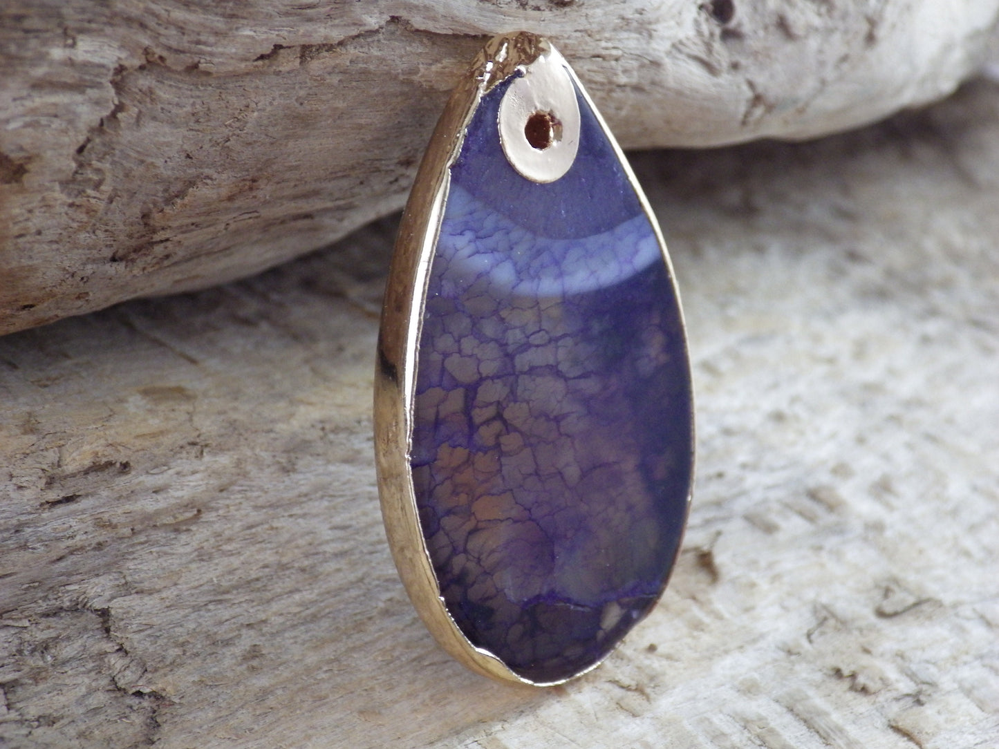 Dragons Vein Fire Agate Teardrop Pendant, 41x23mm Semi Precious Gemstone, Flat Backed Top Drilled Stone, Jewelry Making Supplies, UK H5