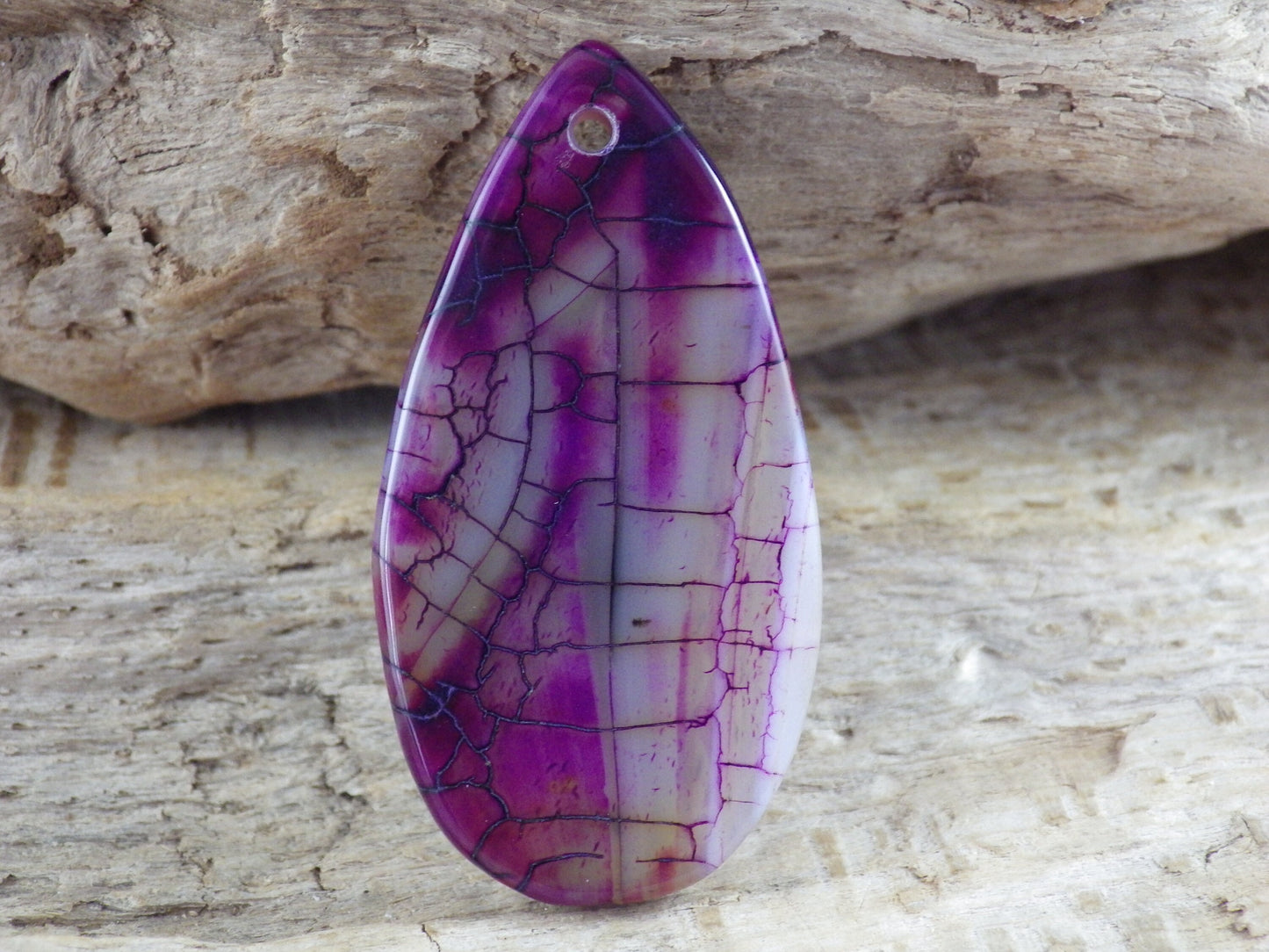 Dragons Vein Agate Pendant 43x22mm, Semi Precious Gemstone, Flat Backed Teardrop, Designer Focal, Jewellery Making Supplies, UK Seller L4