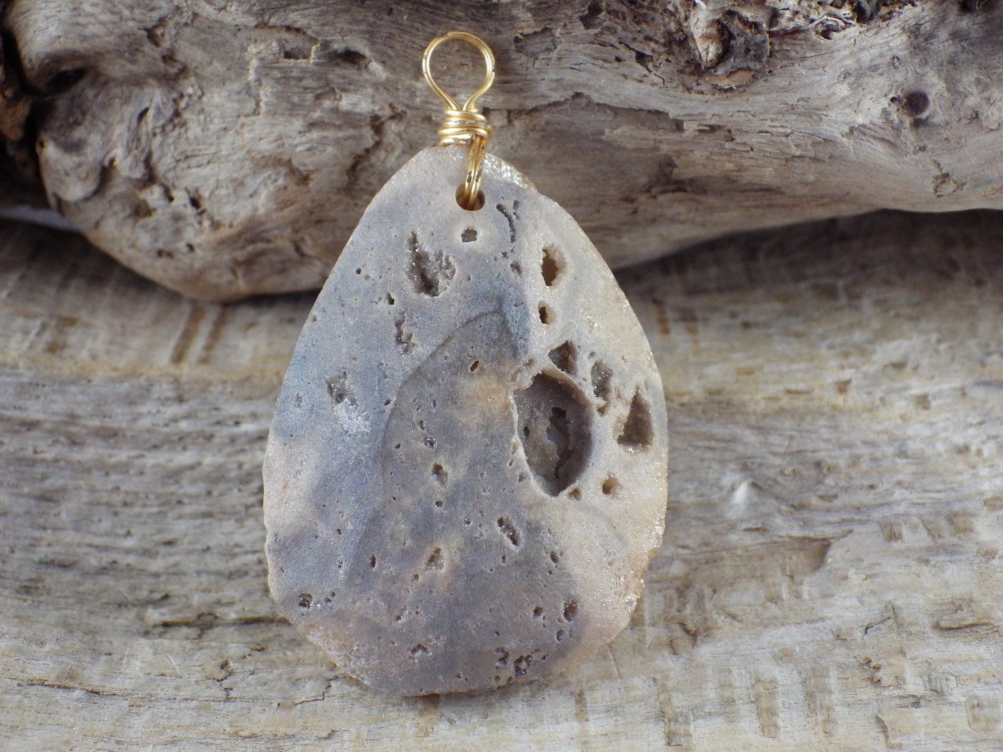 Peach Druzy Quartz Geode Crystal Teardrop Pendant, 45x35mm Semi Precious Gemstone, Focal Bead Loose Stone, Jewelry Making Supplies, UK T2