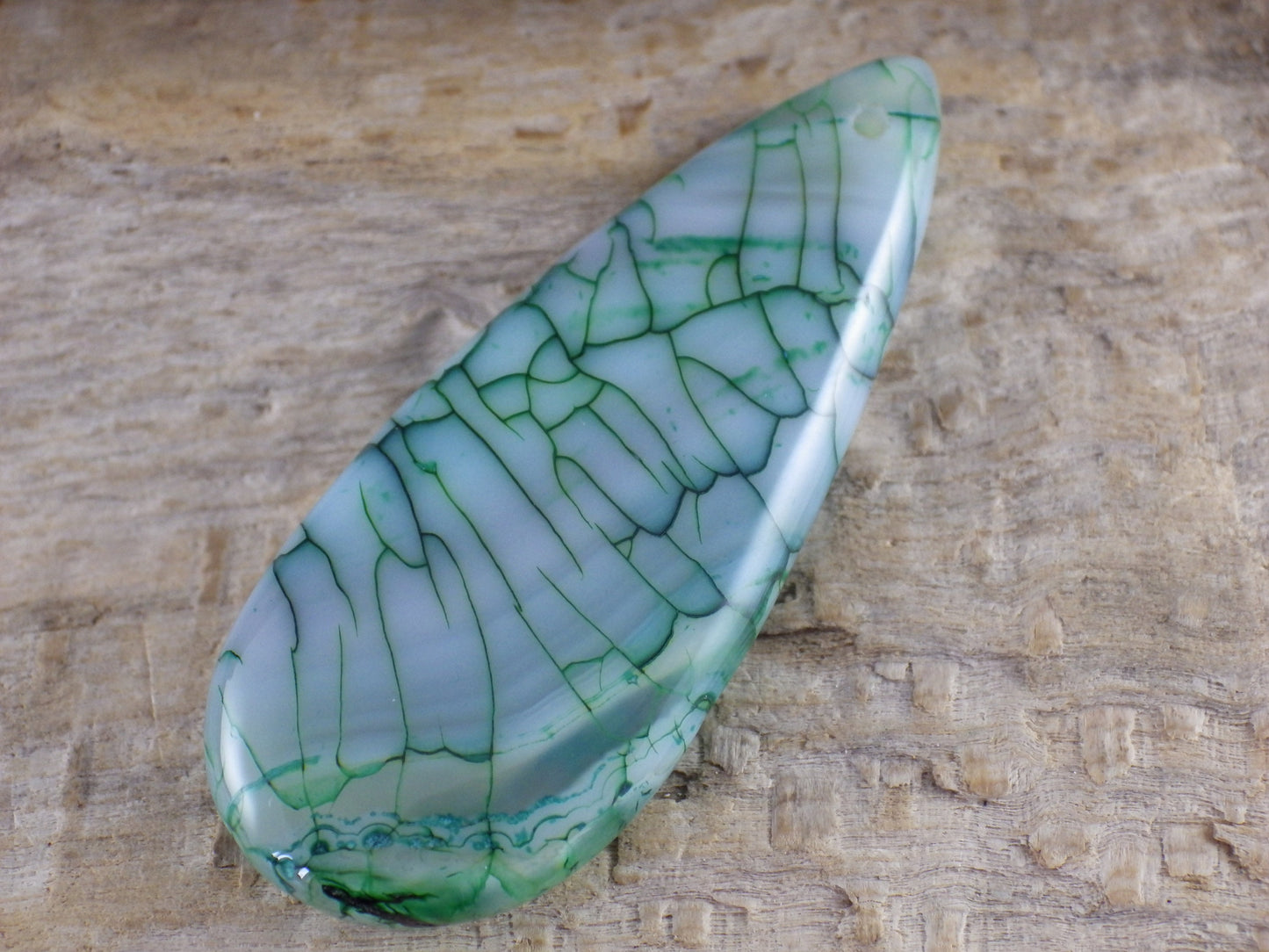 Dragons Vein Agate Pendant 49x20mm, Semi Precious Gemstone, Flat Backed Teardrop, Designer's Loose Stone #04