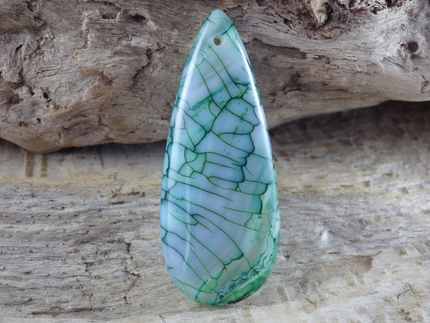Dragons Vein Agate Pendant 49x20mm, Semi Precious Gemstone, Flat Backed Teardrop, Designer's Loose Stone #04