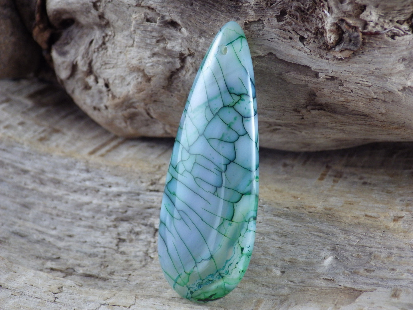 Dragons Vein Agate Pendant 49x20mm, Semi Precious Gemstone, Flat Backed Teardrop, Designer's Loose Stone #04