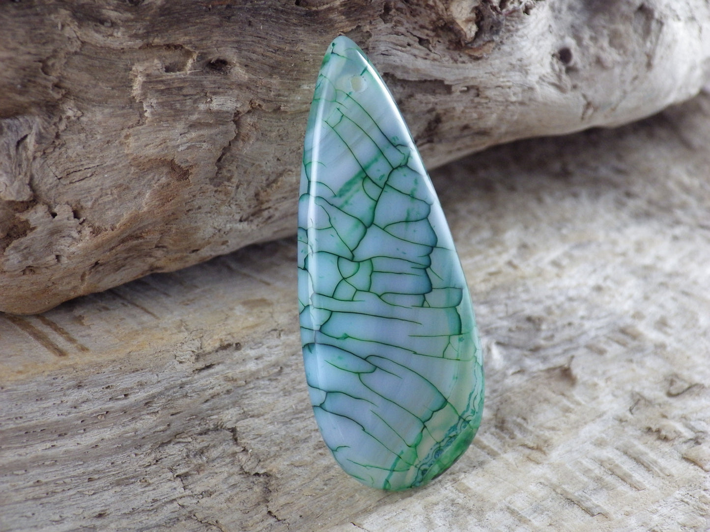 Dragons Vein Agate Pendant 49x20mm, Semi Precious Gemstone, Flat Backed Teardrop, Designer's Loose Stone #04