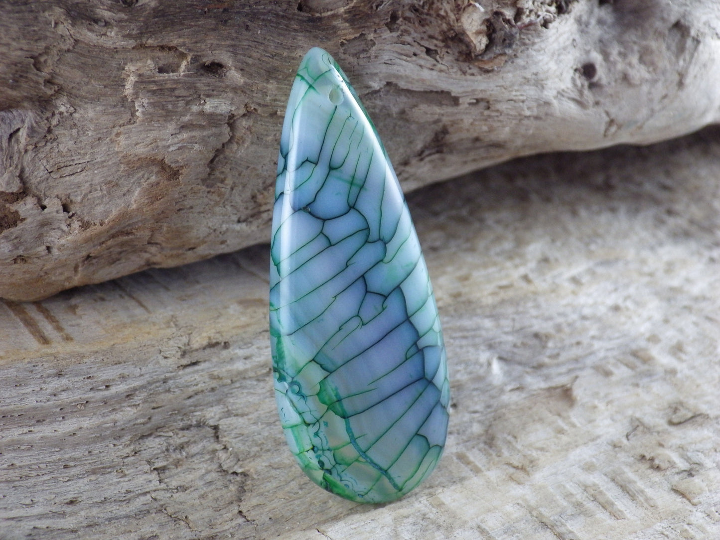 Dragons Vein Agate Pendant 49x20mm, Semi Precious Gemstone, Flat Backed Teardrop, Designer's Loose Stone #04