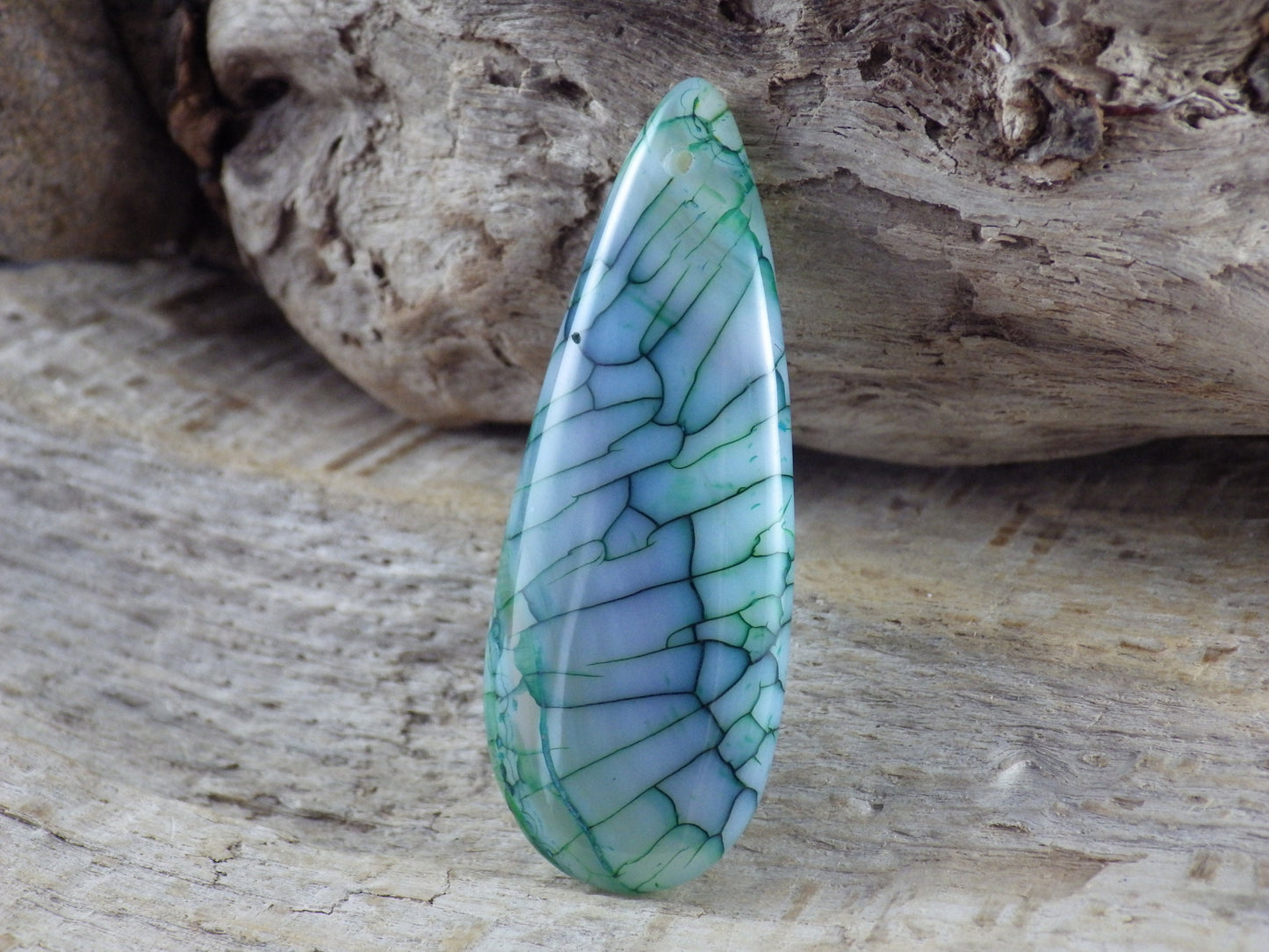 Dragons Vein Agate Pendant 49x20mm, Semi Precious Gemstone, Flat Backed Teardrop, Designer's Loose Stone #04
