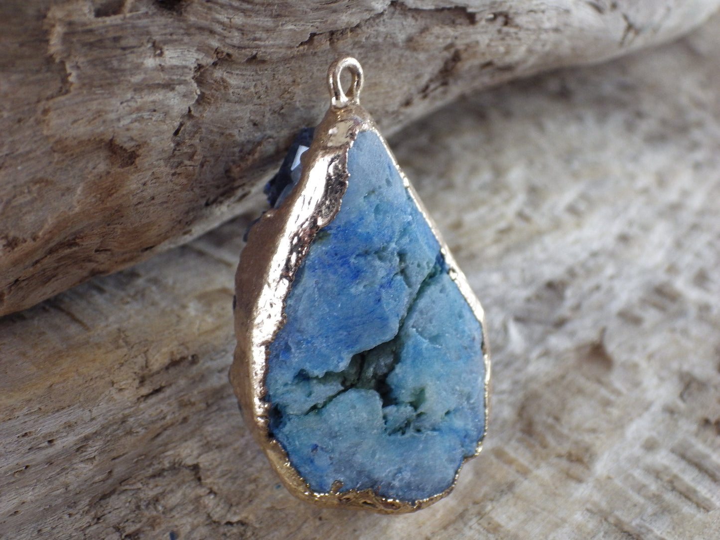 Druzy Quartz Geode Crystal Teardrop Pendant, 38x23mm Semi Precious Gemstone, Focal Bead Loose Stone, Jewelry Making Supplies, UK T2