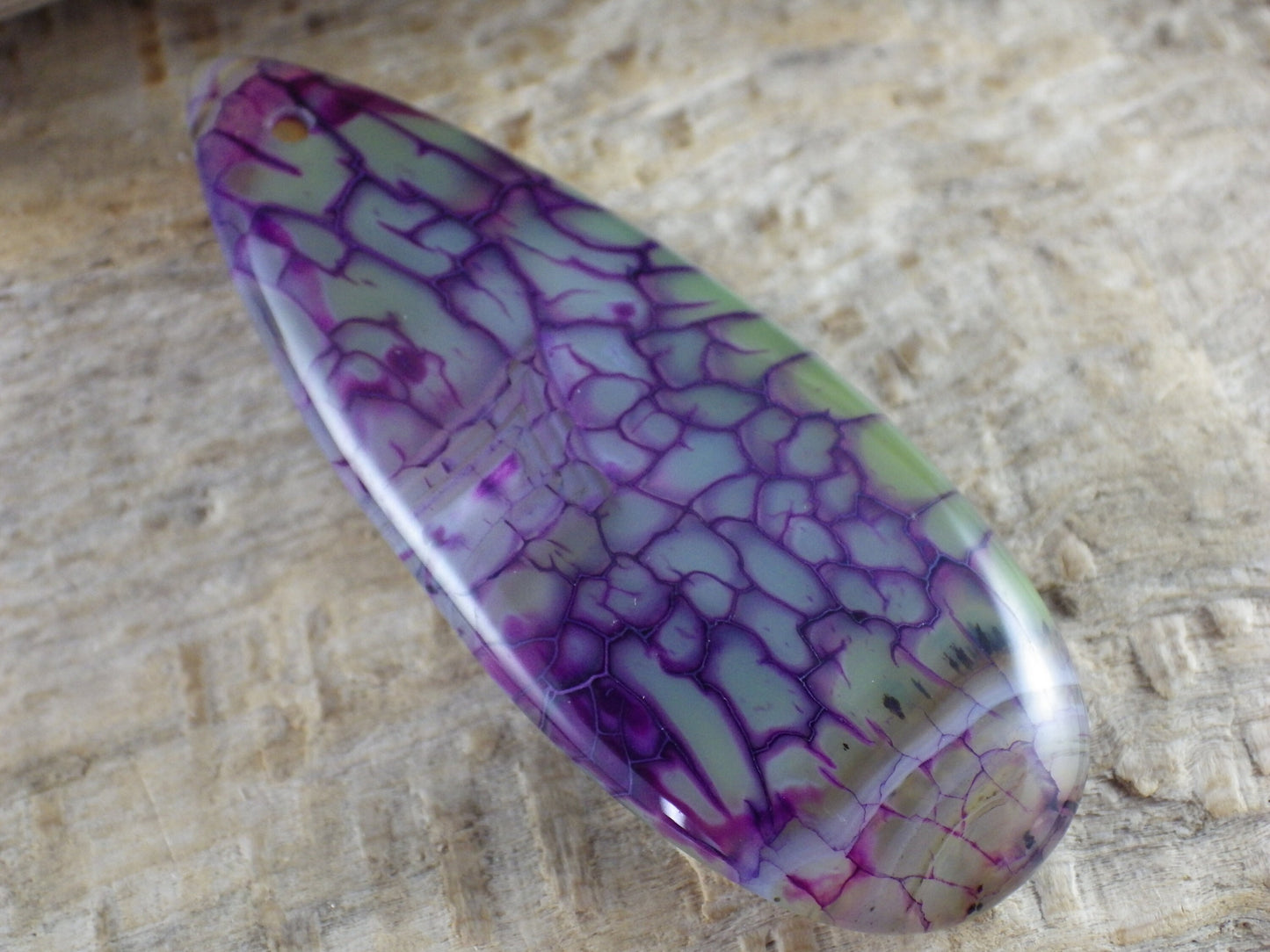 Purple Dragons Vein Agate Teardrop Pendant 50x19mm, Semi Precious Gemstone, Flat Back Loose Stone, Jewellery Making Supplies UK G3