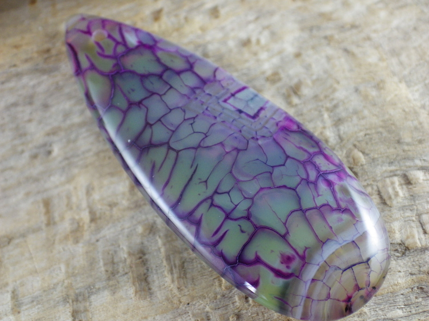 Purple Dragons Vein Agate Teardrop Pendant 50x19mm, Semi Precious Gemstone, Flat Back Loose Stone, Jewellery Making Supplies UK G3
