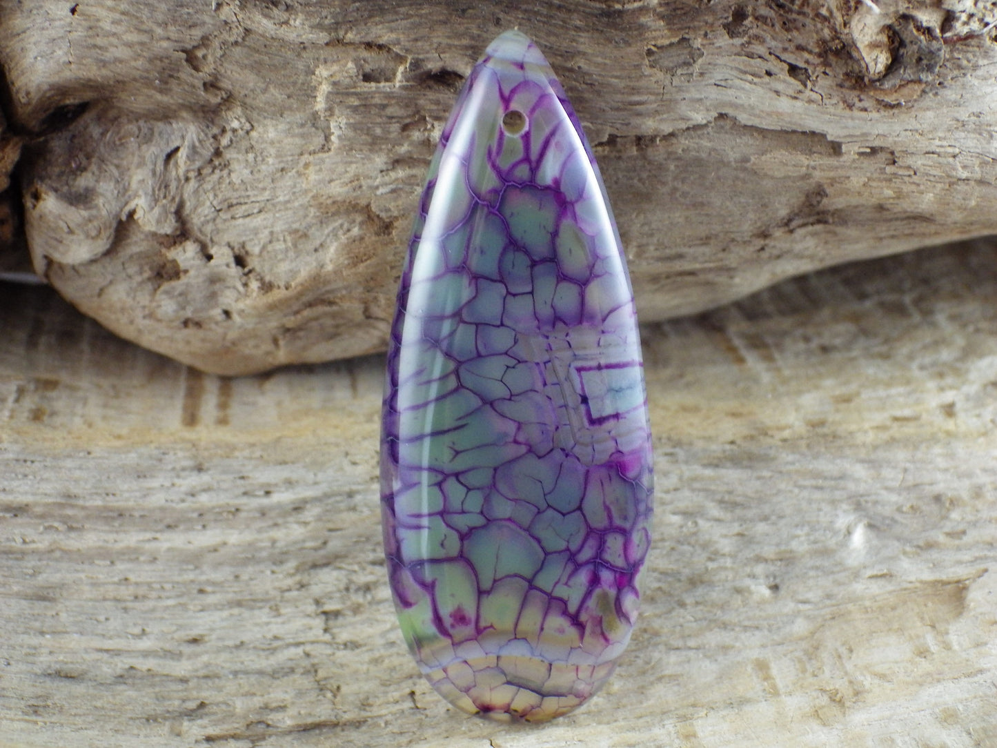 Purple Dragons Vein Agate Teardrop Pendant 50x19mm, Semi Precious Gemstone, Flat Back Loose Stone, Jewellery Making Supplies UK G3