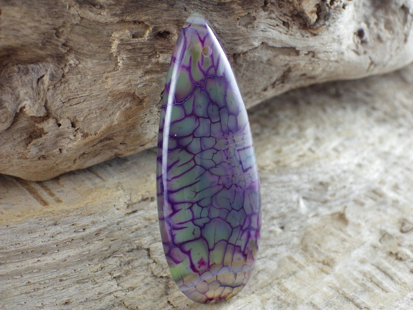 Purple Dragons Vein Agate Teardrop Pendant 50x19mm, Semi Precious Gemstone, Flat Back Loose Stone, Jewellery Making Supplies UK G3