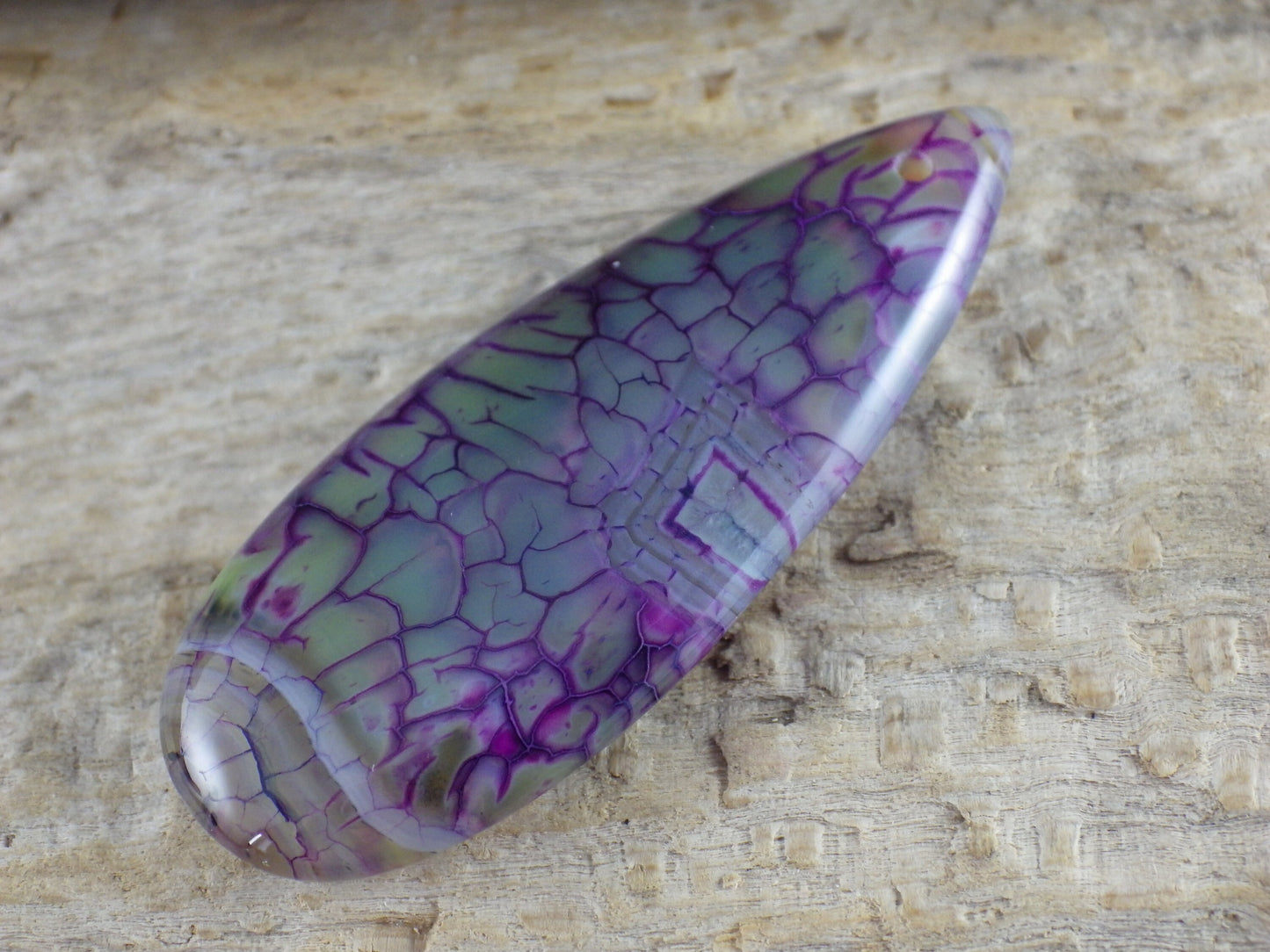 Purple Dragons Vein Agate Teardrop Pendant 50x19mm, Semi Precious Gemstone, Flat Back Loose Stone, Jewellery Making Supplies UK G3