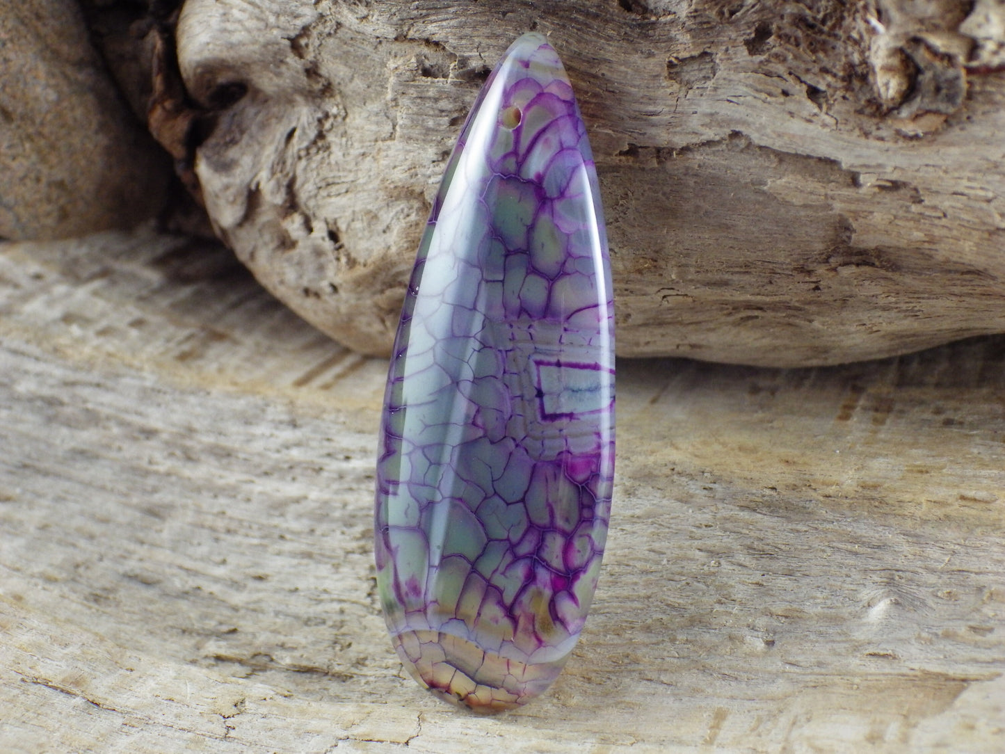 Purple Dragons Vein Agate Teardrop Pendant 50x19mm, Semi Precious Gemstone, Flat Back Loose Stone, Jewellery Making Supplies UK G3