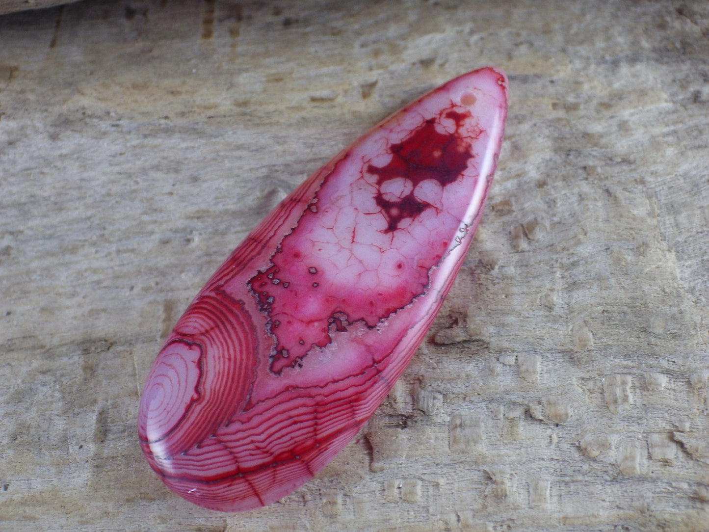 Dragons Vein Fire Agate Pendant 50x19mm, Semi Precious Gemstone, Flat Backed Teardrop Focal, Jewellery Making Supplies, UK Seller H1