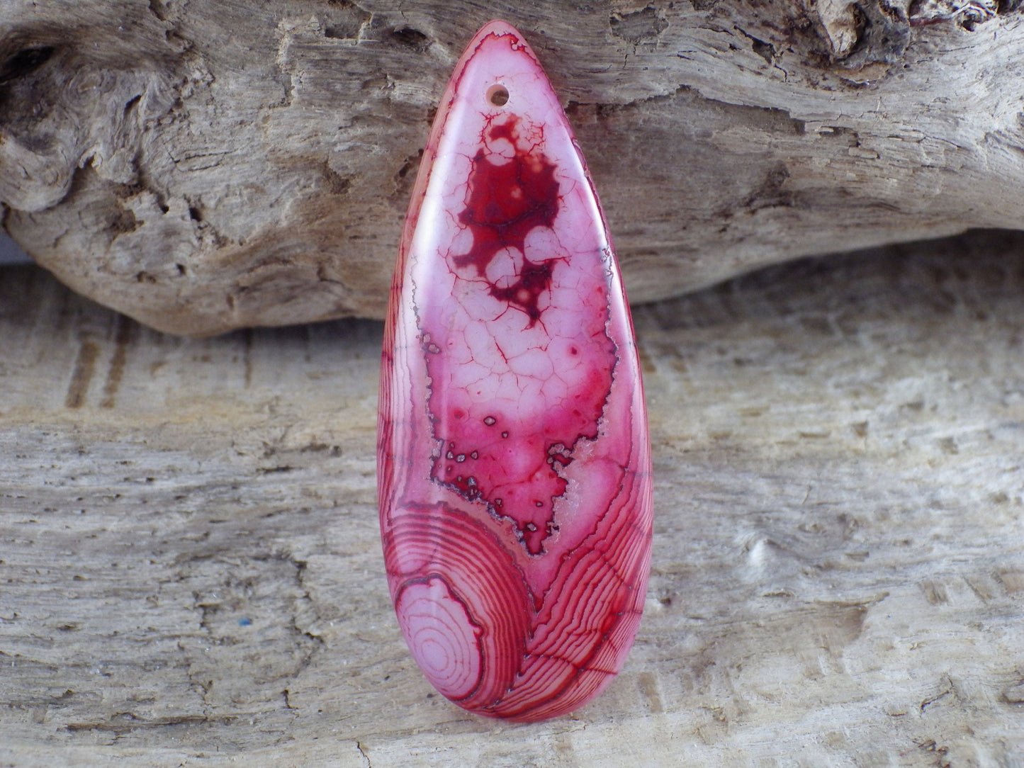 Dragons Vein Fire Agate Pendant 50x19mm, Semi Precious Gemstone, Flat Backed Teardrop Focal, Jewellery Making Supplies, UK Seller H1