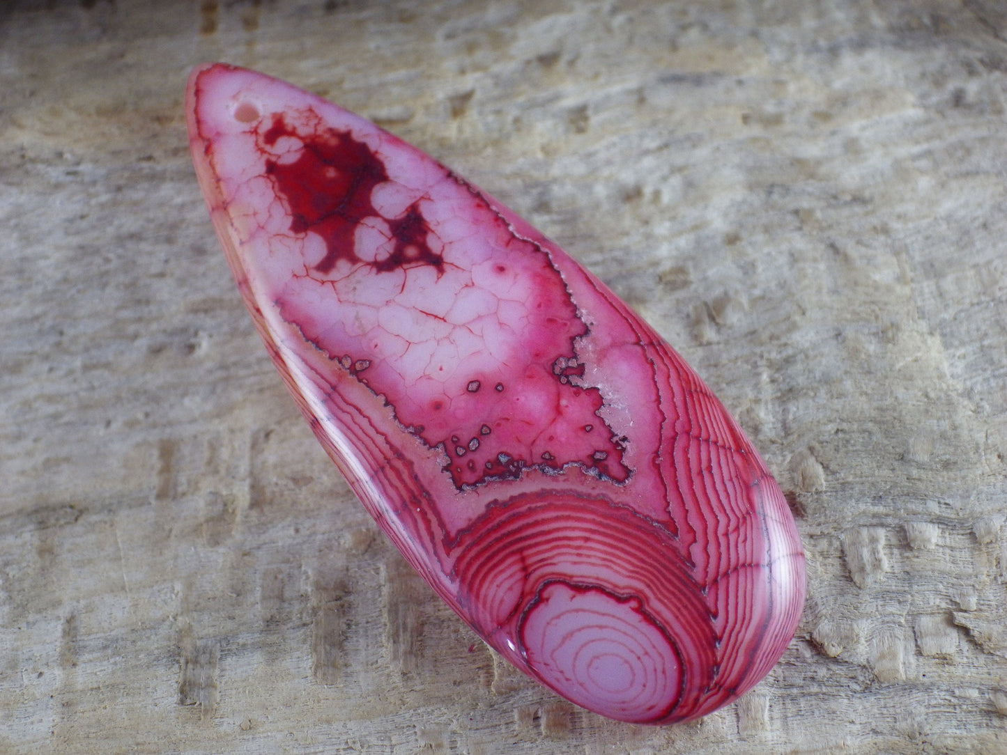 Dragons Vein Fire Agate Pendant 50x19mm, Semi Precious Gemstone, Flat Backed Teardrop Focal, Jewellery Making Supplies, UK Seller H1