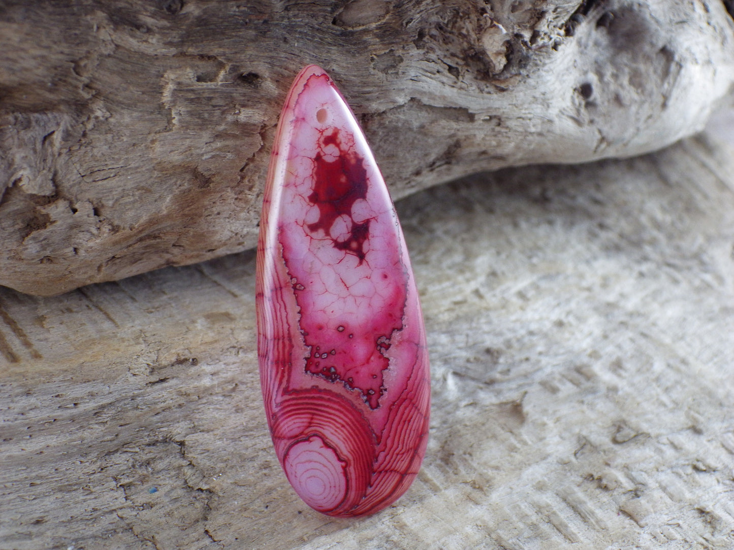 Dragons Vein Fire Agate Pendant 50x19mm, Semi Precious Gemstone, Flat Backed Teardrop Focal, Jewellery Making Supplies, UK Seller H1