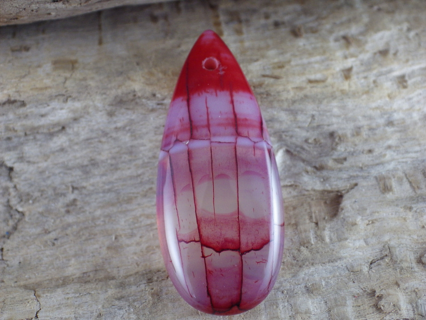 Dragons Vein Fire Agate Pendant 35x15mm, Semi Precious Gemstone, Flat Backed Loose Stone, Jewellery Making Supplies, UK Seller J9