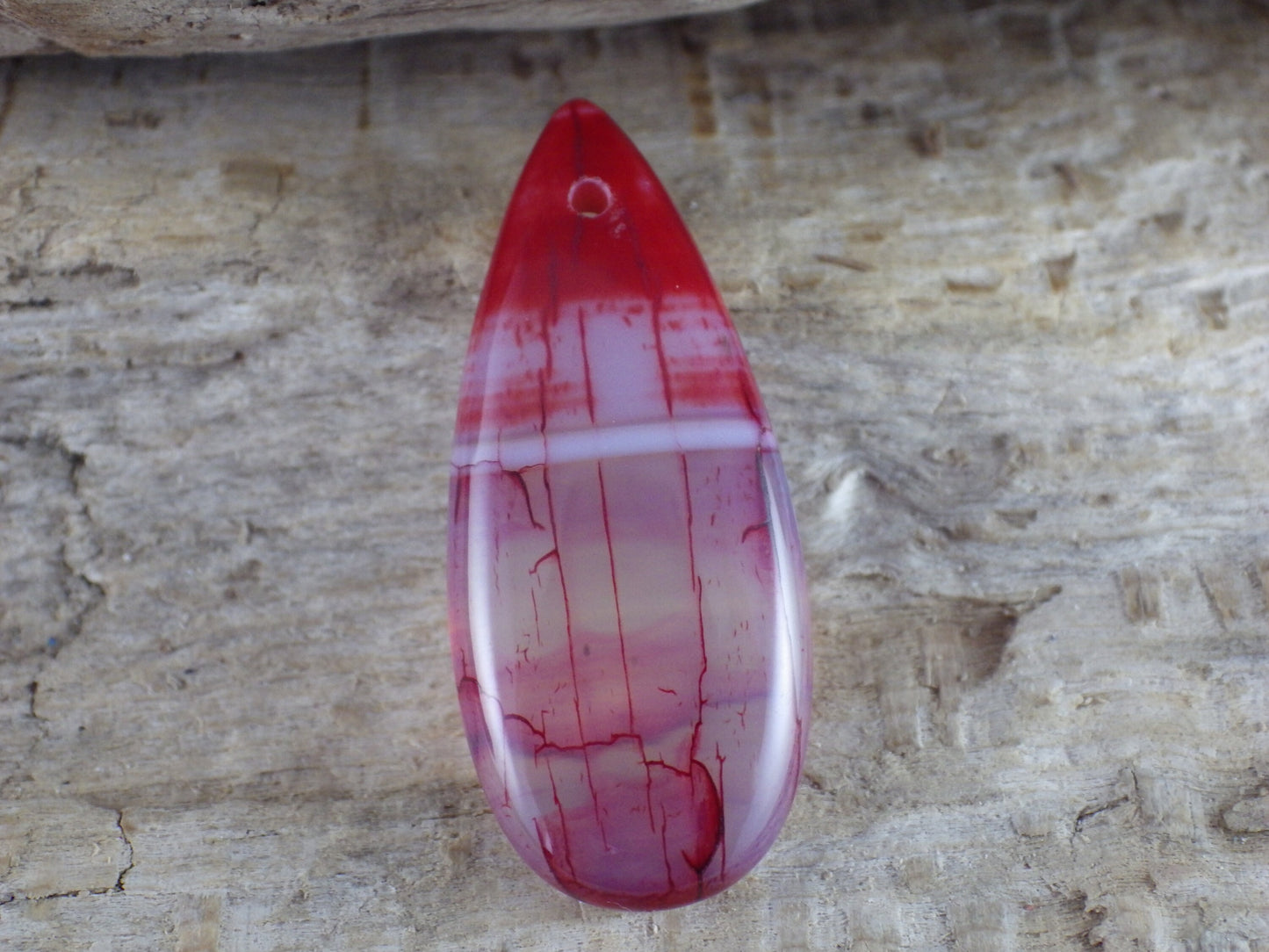 Dragons Vein Fire Agate Pendant 35x15mm, Semi Precious Gemstone, Flat Backed Loose Stone, Jewellery Making Supplies, UK Seller J9