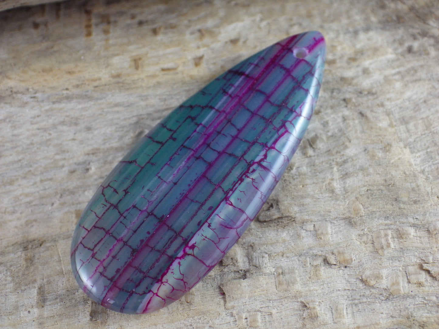 Green Dragons Vein Fire Agate Pendant, 50x20mm Semi Precious Gemstone, Top Drilled Teardrop, Designer's Stone, Jewelry Making Supplies P7