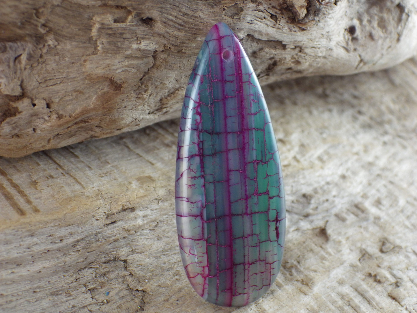 Green Dragons Vein Fire Agate Pendant, 50x20mm Semi Precious Gemstone, Top Drilled Teardrop, Designer's Stone, Jewelry Making Supplies P7