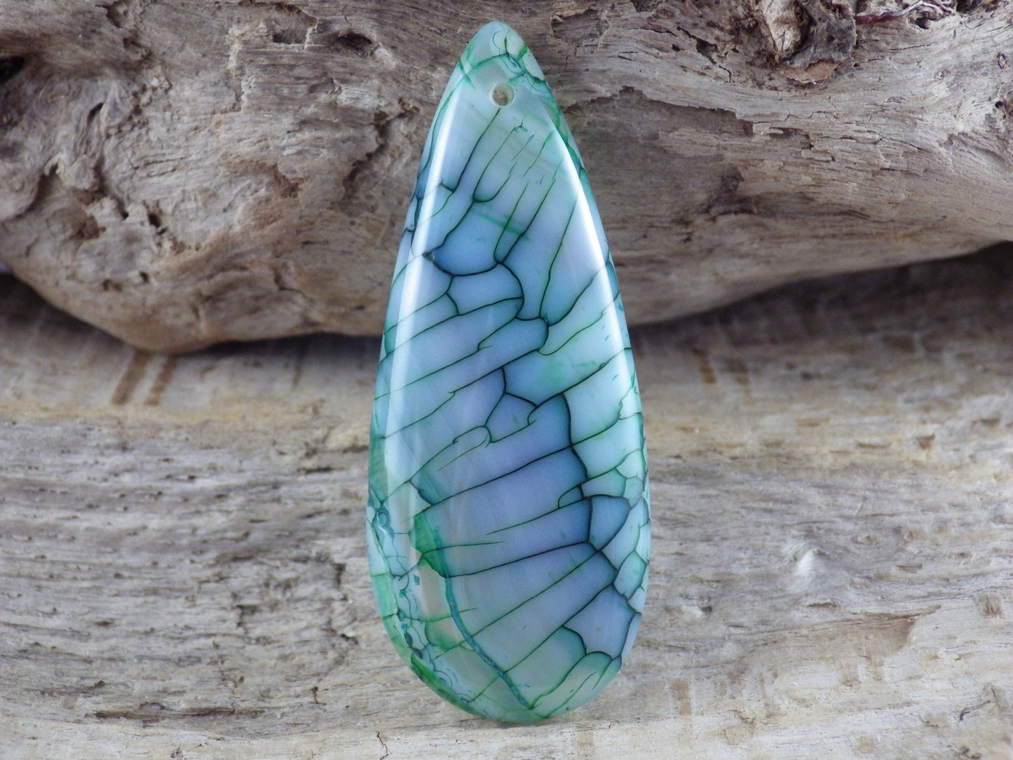 Dragons Vein Agate Pendant 49x20mm, Semi Precious Gemstone, Flat Backed Teardrop, Designer's Loose Stone #04