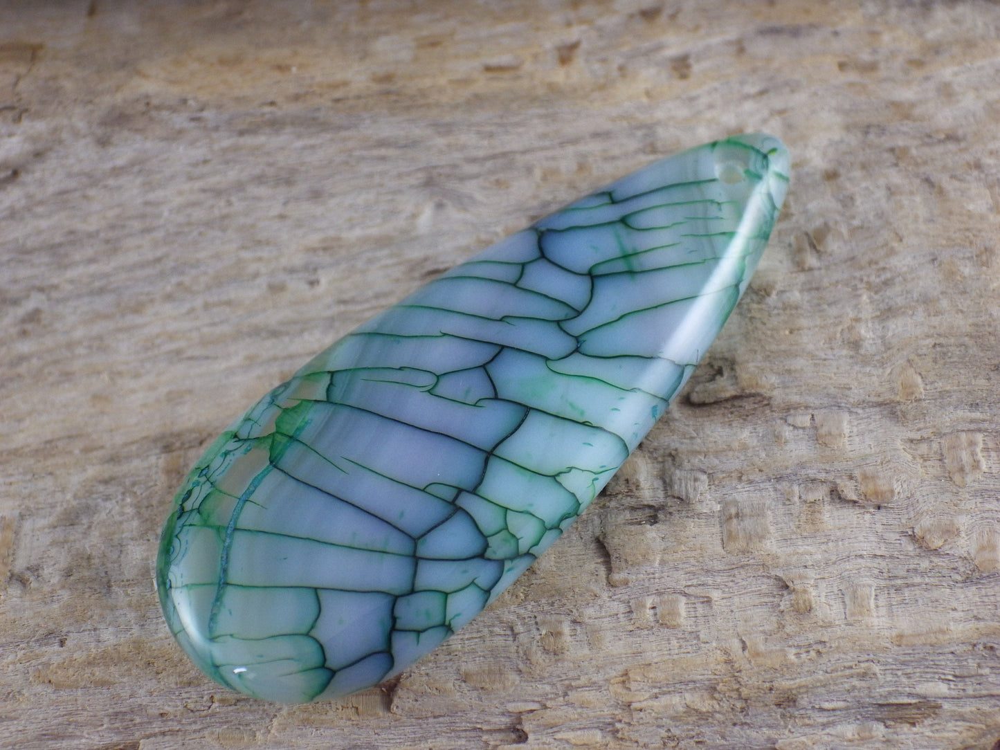 Dragons Vein Agate Pendant 49x20mm, Semi Precious Gemstone, Flat Backed Teardrop, Designer's Loose Stone #04